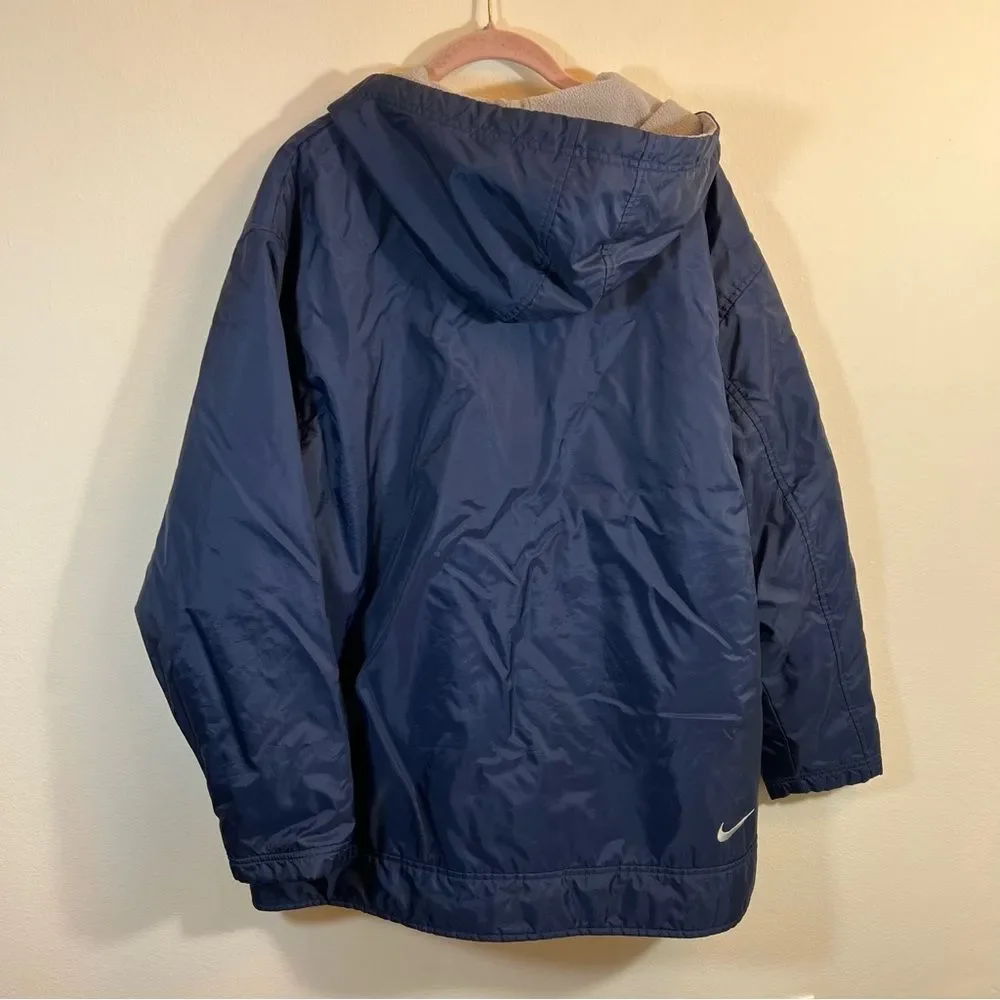 Vintage Nike Men's Navy Blue Fleece Lined Jacket Large Gray Tag